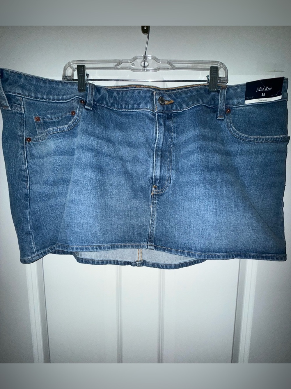 Abercrombie & Fitch Curve Love Mid Rise Denim Mini Skirt